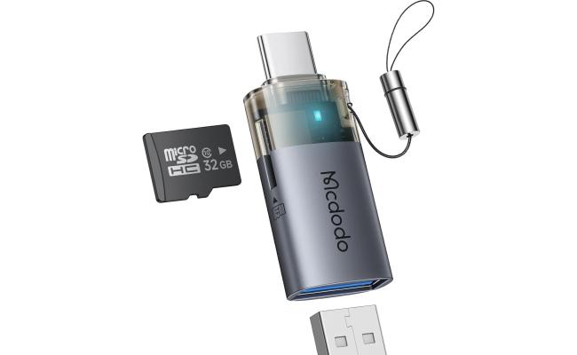Mcdodo USB to USB-C Adapter with Micro SD Card Slot,TF Card Reader Type-C to USB 3.0 OTG Adapter Support Camera Mouse Keyboard Connect U Disk,Fit iPhone 16 15 MacBook iPad Galaxy